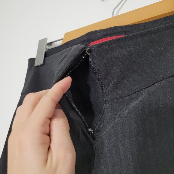 Vintage Liquid Women's 90s Black Flat Front Y2K Striped Flare Leg Pants Size 7 - Picture 3 of 8